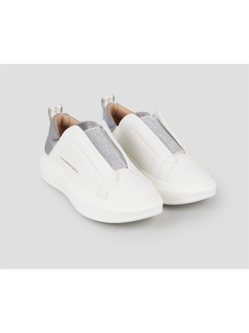 Slip-on Wembley in pelle bianca e tallone laminato argento Alexander Smith ALEXANDER SMITH | ASBDWLW-0604-WSV
